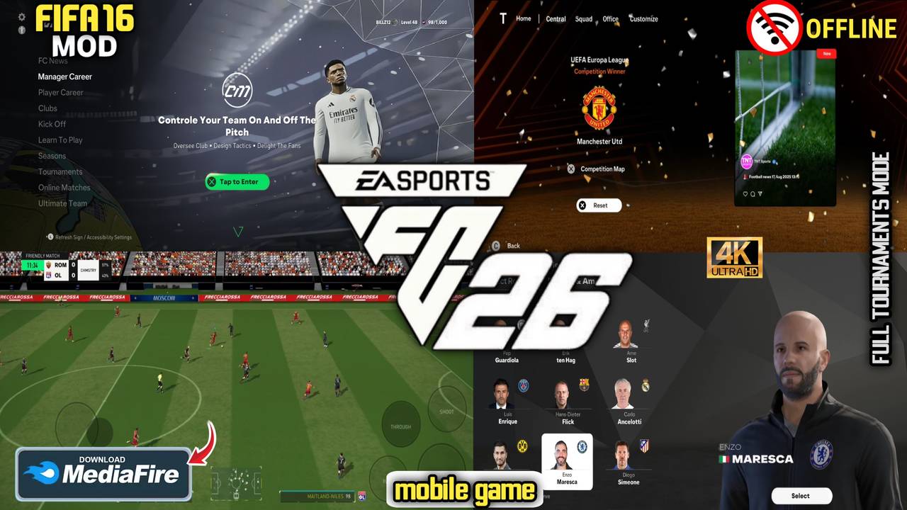 EA FC 26 Android Mod FIFA 16 Mobile Offline APK+OBB+DATA MediaFire Download